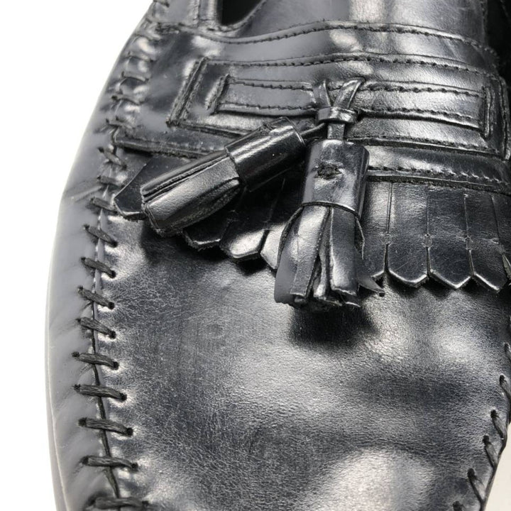 GIORGIO BRUTINI Quilted Tassel Loafers, Size 9 1/2 D Men's 27.5cm genuine leather black type Vintage Second Hand