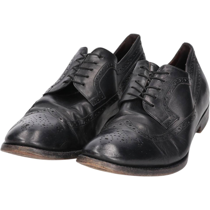 Ermenegildo Zegna Full Brogue Wingtip Shoes, Made in Italy, Size 10 Men's 28.0cm unclear black type Vintage Second Hand