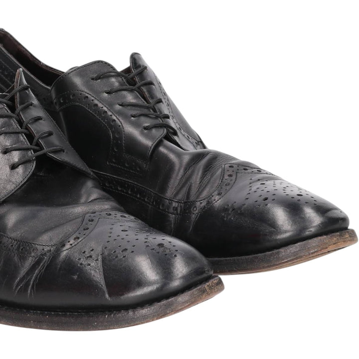 Ermenegildo Zegna Full Brogue Wingtip Shoes, Made in Italy, Size 10 Men's 28.0cm unclear black type Vintage Second Hand