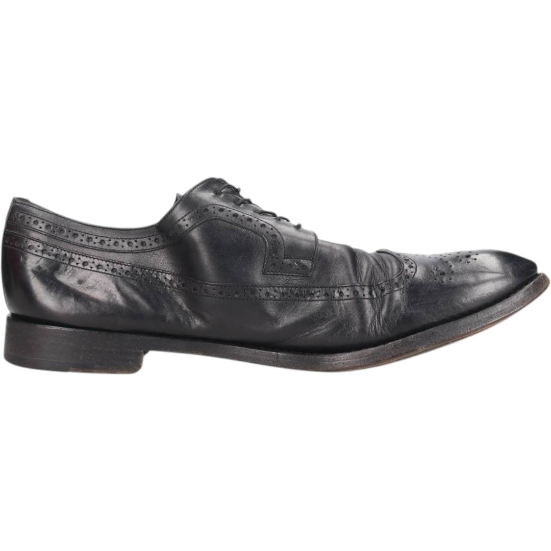 Ermenegildo Zegna Full Brogue Wingtip Shoes, Made in Italy, Size 10 Men's 28.0cm unclear black type Vintage Second Hand