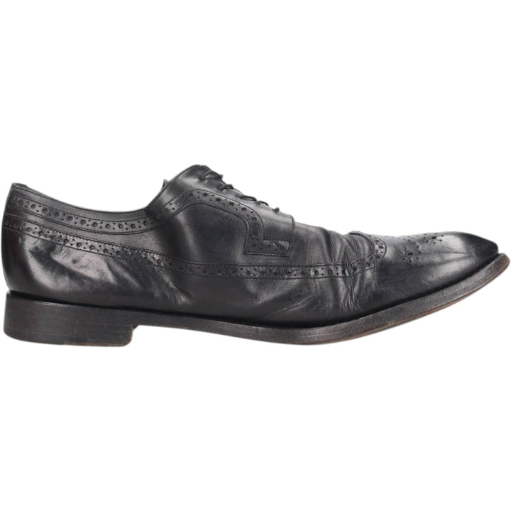 Ermenegildo Zegna Full Brogue Wingtip Shoes, Made in Italy, Size 10 Men's 28.0cm unclear black type Vintage Second Hand