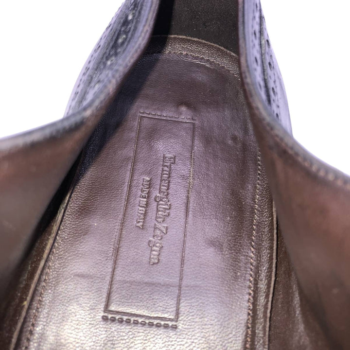 Ermenegildo Zegna Full Brogue Wingtip Shoes, Made in Italy, Size 10 Men's 28.0cm unclear black type Vintage Second Hand