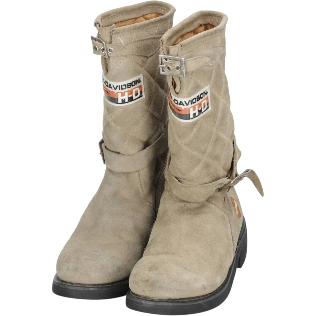 Harley-Davidson Quilted Suede Engineer Boots, Size 5 (Women's 8.7" equivalent) /saa015205 Women's 22.0cm unclear Beige type Vintage Second Hand