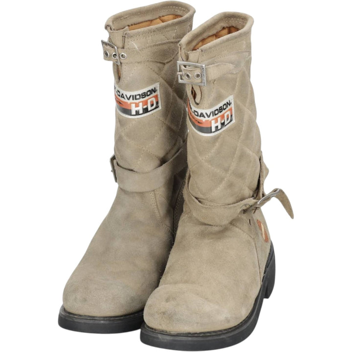 Harley-Davidson Quilted Suede Engineer Boots, Size 5 (Women's 8.7" equivalent) /saa015205 Women's 22.0cm unclear Beige type Vintage Second Hand
