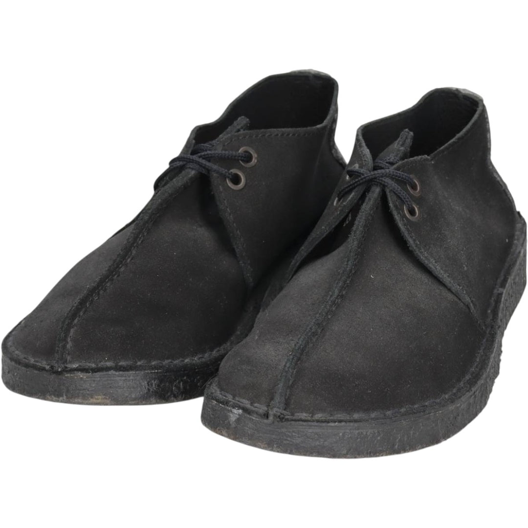 Clarks DESERT TREK Chukka Boots, Made in England, Size 7 1/2 D Women's 24.5cm Genuine Leather Suede black type Vintage Second Hand