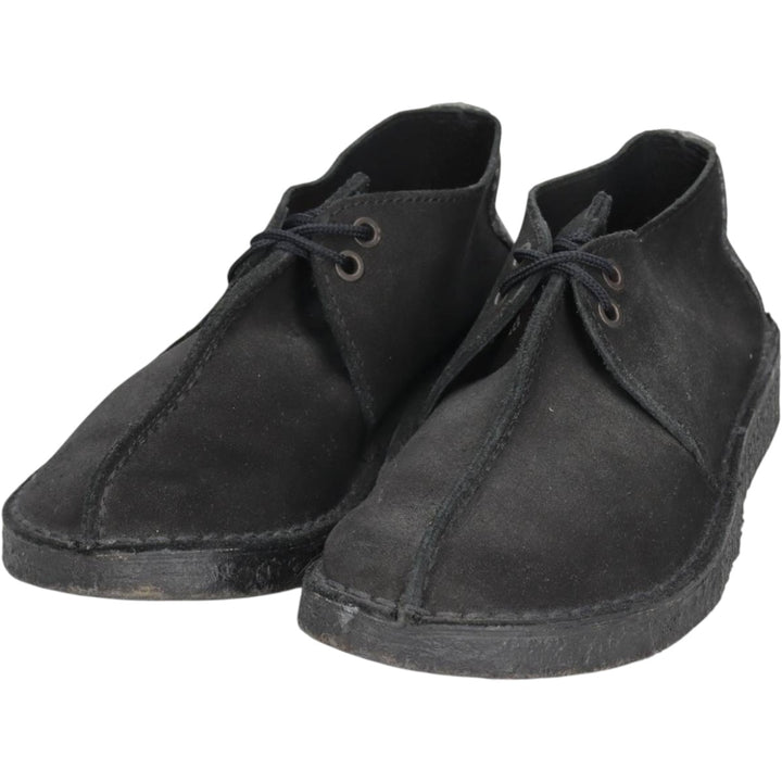 Clarks DESERT TREK Chukka Boots, Made in England, Size 7 1/2 D Women's 24.5cm Genuine Leather Suede black type Vintage Second Hand