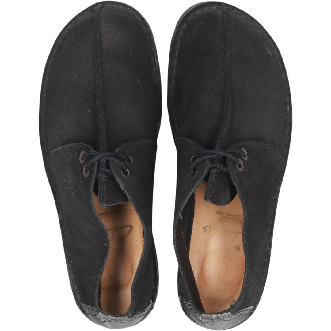 Clarks DESERT TREK Chukka Boots, Made in England, Size 7 1/2 D Women's 24.5cm Genuine Leather Suede black type Vintage Second Hand