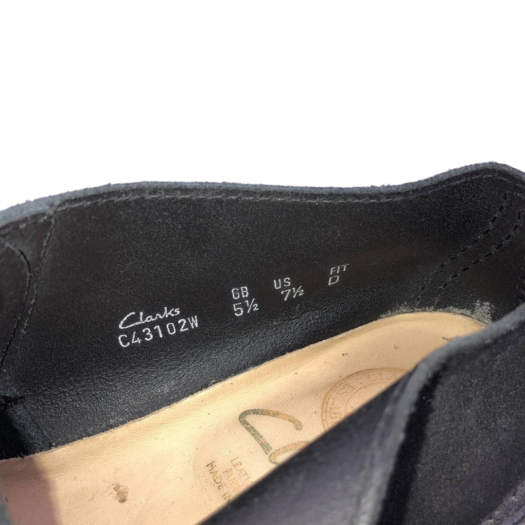Clarks DESERT TREK Chukka Boots, Made in England, Size 7 1/2 D Women's 24.5cm Genuine Leather Suede black type Vintage Second Hand