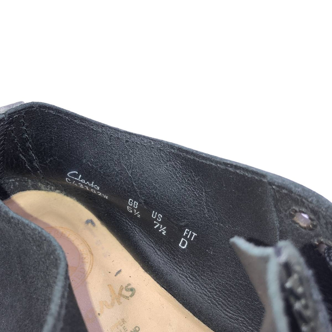 Clarks DESERT TREK Chukka Boots, Made in England, Size 7 1/2 D Women's 24.5cm Genuine Leather Suede black type Vintage Second Hand