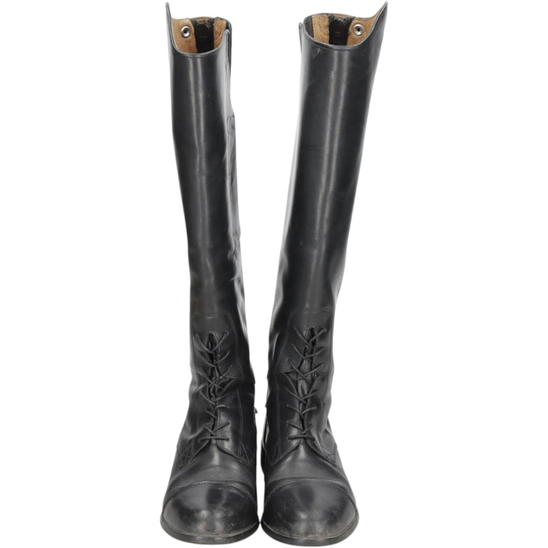 Ariat 4LR Straight Tip Jockey Riding Boots, Long Boots, Size 9B Men's 27.0cm genuine leather black type Vintage Second Hand