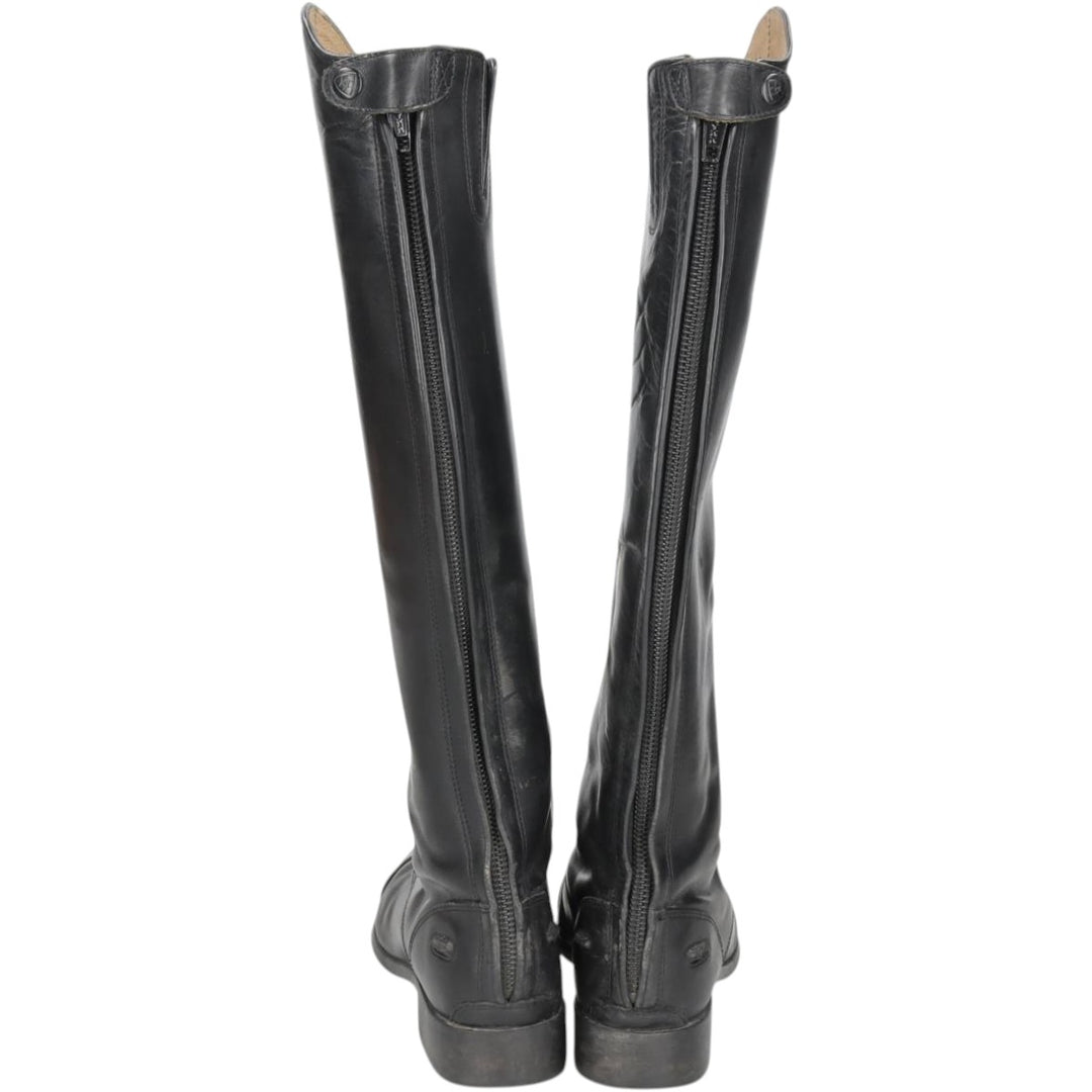 Ariat 4LR Straight Tip Jockey Riding Boots, Long Boots, Size 9B Men's 27.0cm genuine leather black type Vintage Second Hand