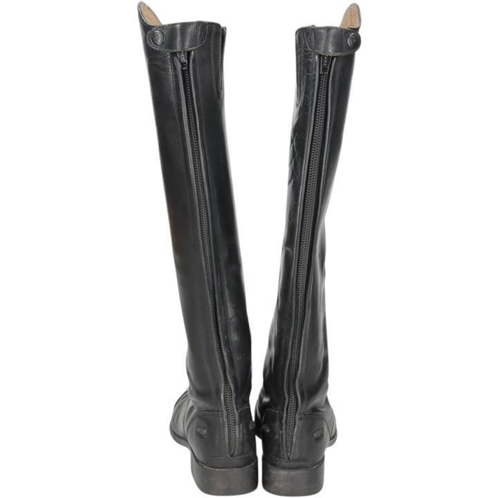 Ariat 4LR Straight Tip Jockey Riding Boots, Long Boots, Size 9B Men's 27.0cm genuine leather black type Vintage Second Hand
