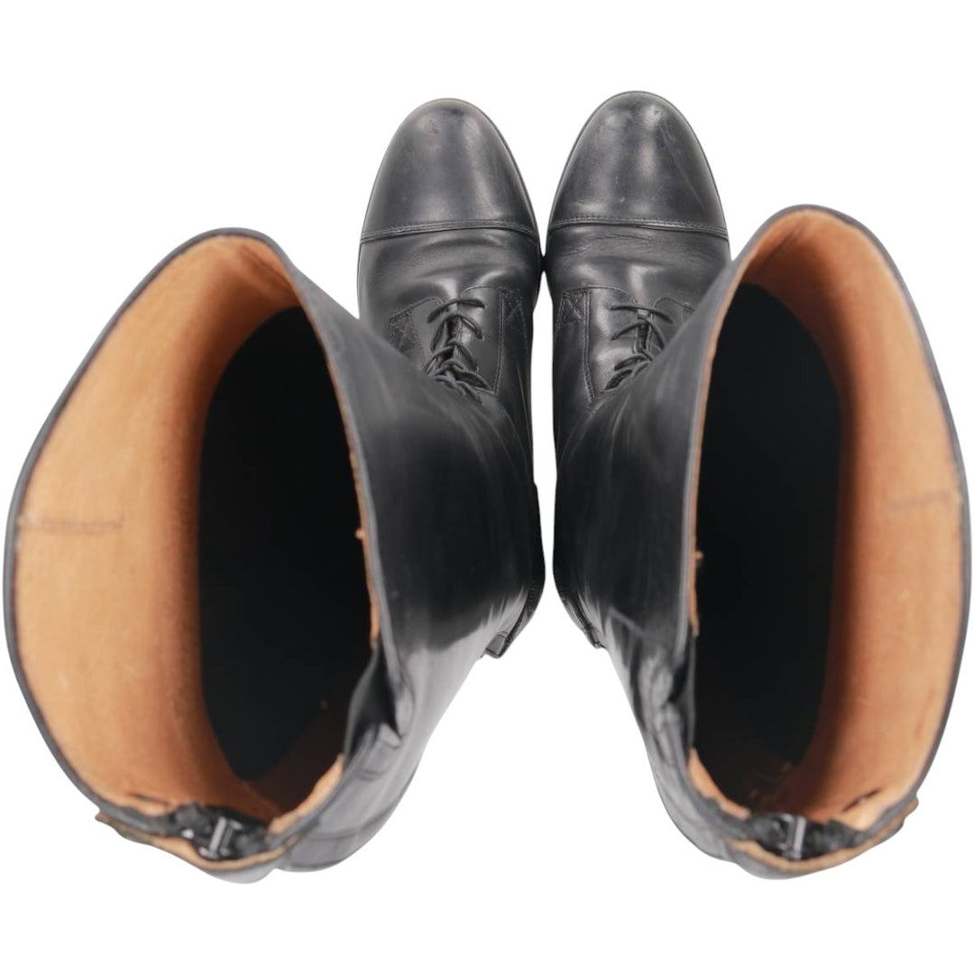 Ariat 4LR Straight Tip Jockey Riding Boots, Long Boots, Size 9B Men's 27.0cm genuine leather black type Vintage Second Hand