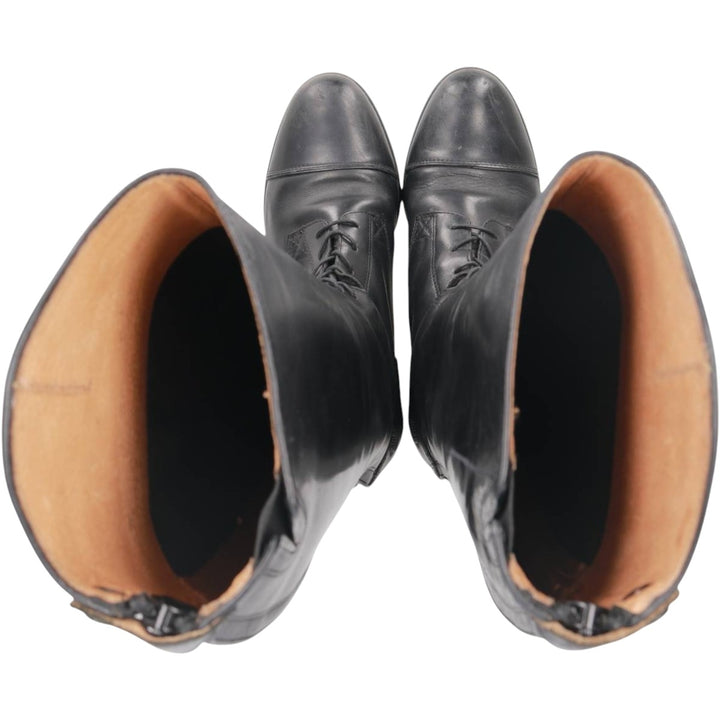 Ariat 4LR Straight Tip Jockey Riding Boots, Long Boots, Size 9B Men's 27.0cm genuine leather black type Vintage Second Hand
