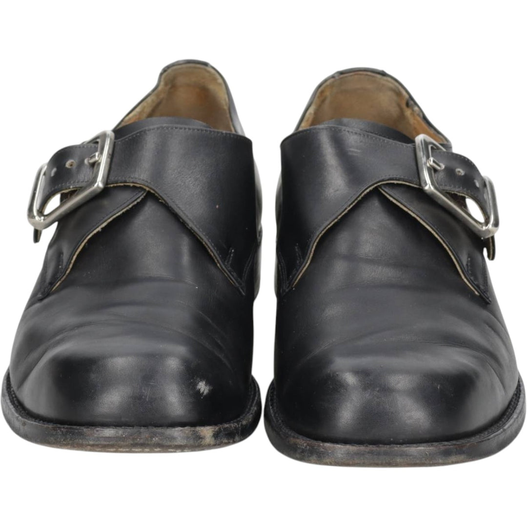 Square-toe monk strap shoes, size 8 1/2 Men's 27.5cm unclear black type Vintage Second Hand