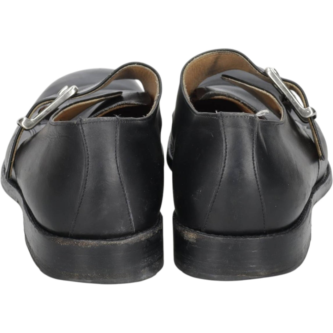 Square-toe monk strap shoes, size 8 1/2 Men's 27.5cm unclear black type Vintage Second Hand