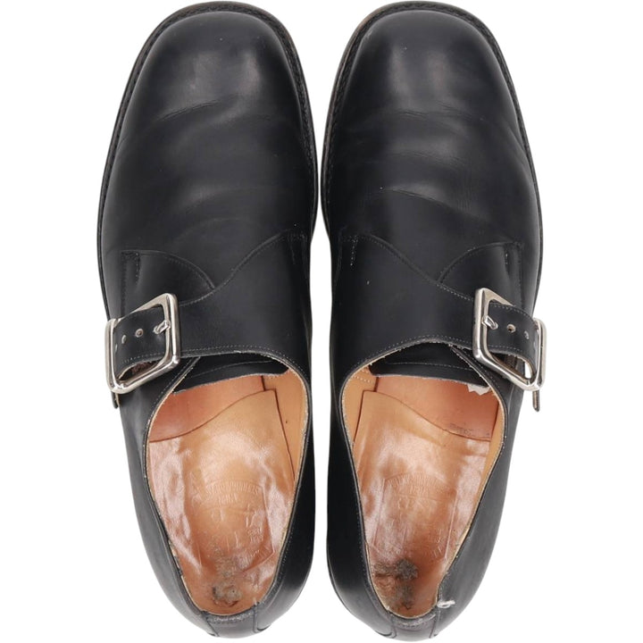 Square-toe monk strap shoes, size 8 1/2 Men's 27.5cm unclear black type Vintage Second Hand