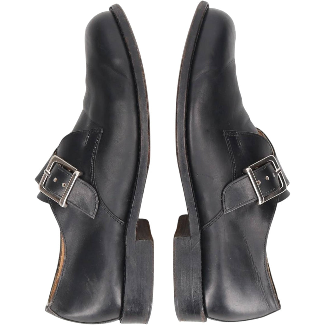 Square-toe monk strap shoes, size 8 1/2 Men's 27.5cm unclear black type Vintage Second Hand
