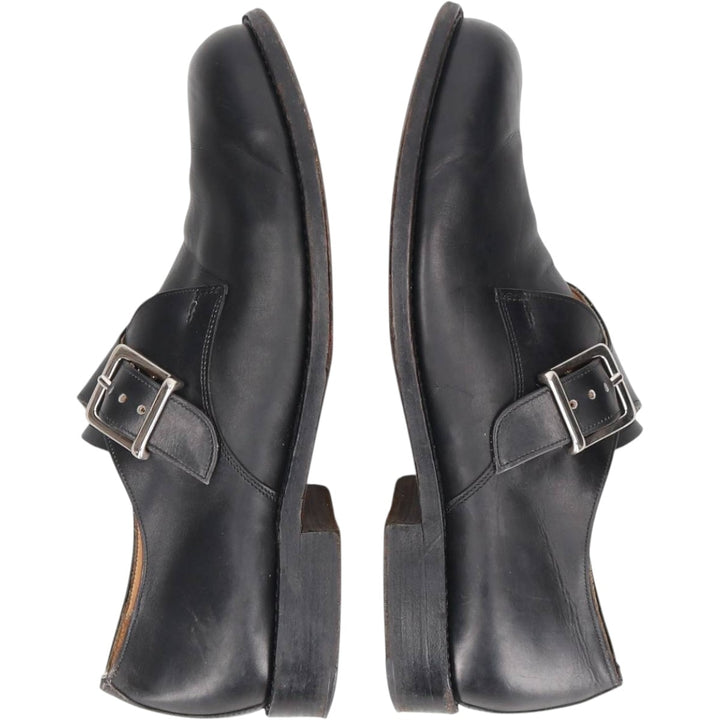 Square-toe monk strap shoes, size 8 1/2 Men's 27.5cm unclear black type Vintage Second Hand