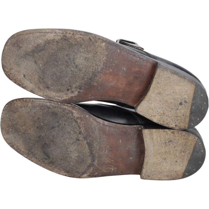 Square-toe monk strap shoes, size 8 1/2 Men's 27.5cm unclear black type Vintage Second Hand