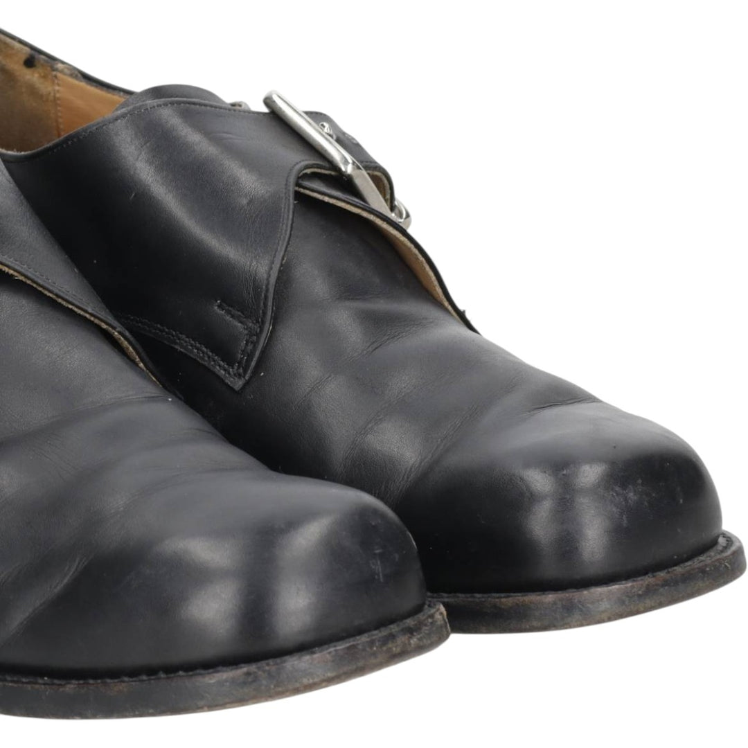 Square-toe monk strap shoes, size 8 1/2 Men's 27.5cm unclear black type Vintage Second Hand