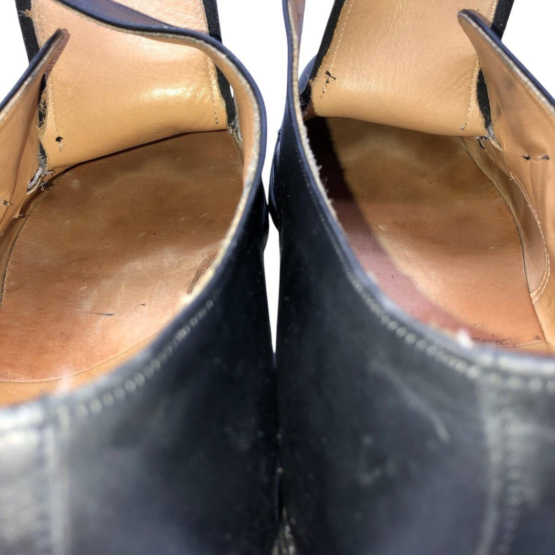 Square-toe monk strap shoes, size 8 1/2 Men's 27.5cm unclear black type Vintage Second Hand