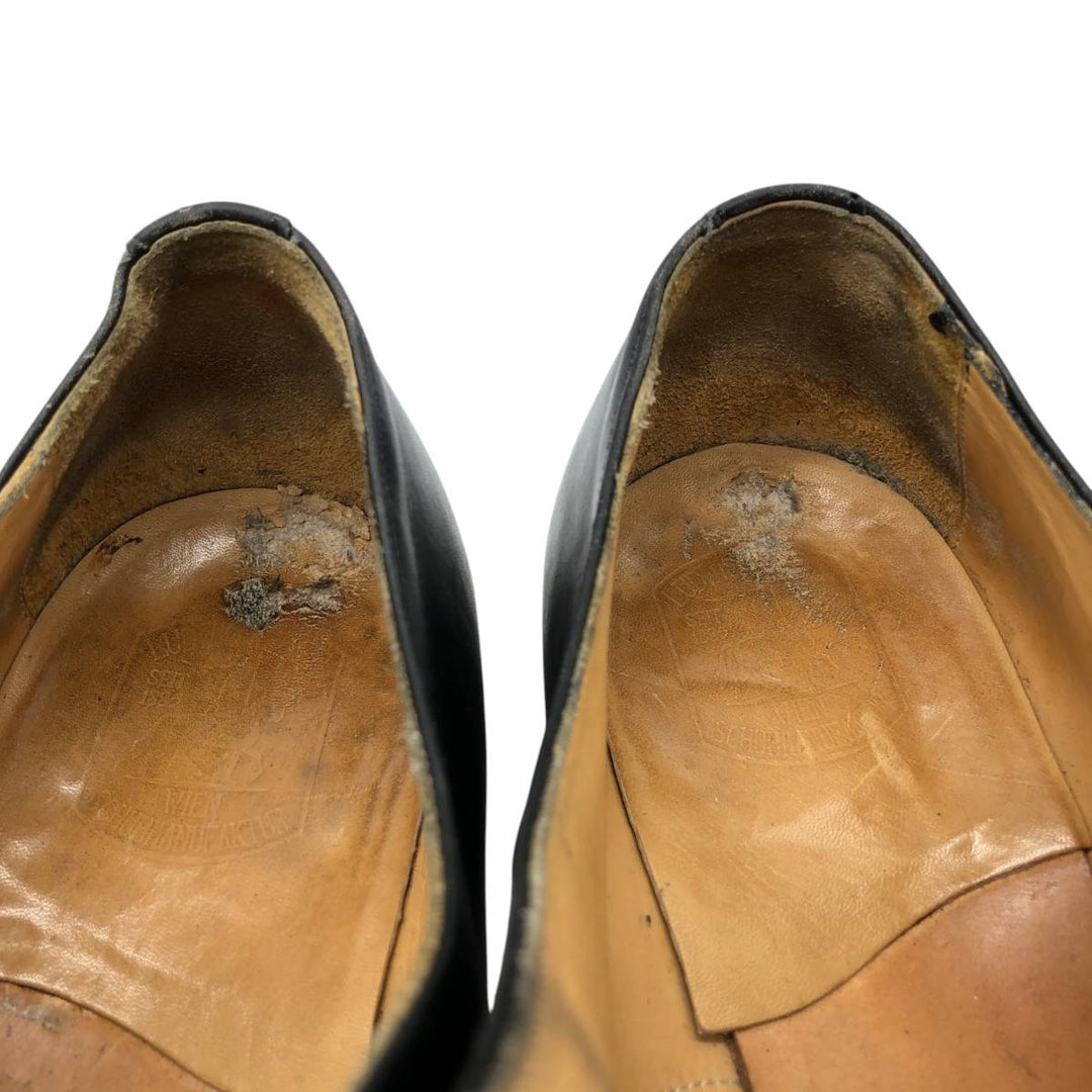 Square-toe monk strap shoes, size 8 1/2 Men's 27.5cm unclear black type Vintage Second Hand