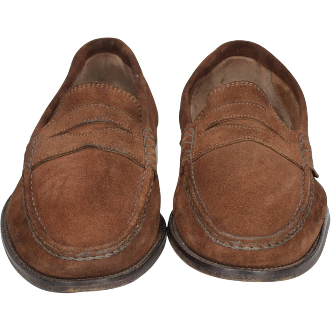Russell and Bromley suede coin loafers, made in Italy, size 41 Men's 25.5cm Genuine Leather Suede brown type Vintage Second Hand