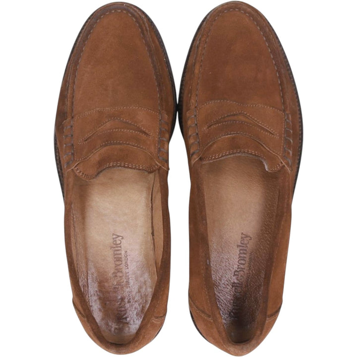 Russell and Bromley suede coin loafers, made in Italy, size 41 Men's 25.5cm Genuine Leather Suede brown type Vintage Second Hand