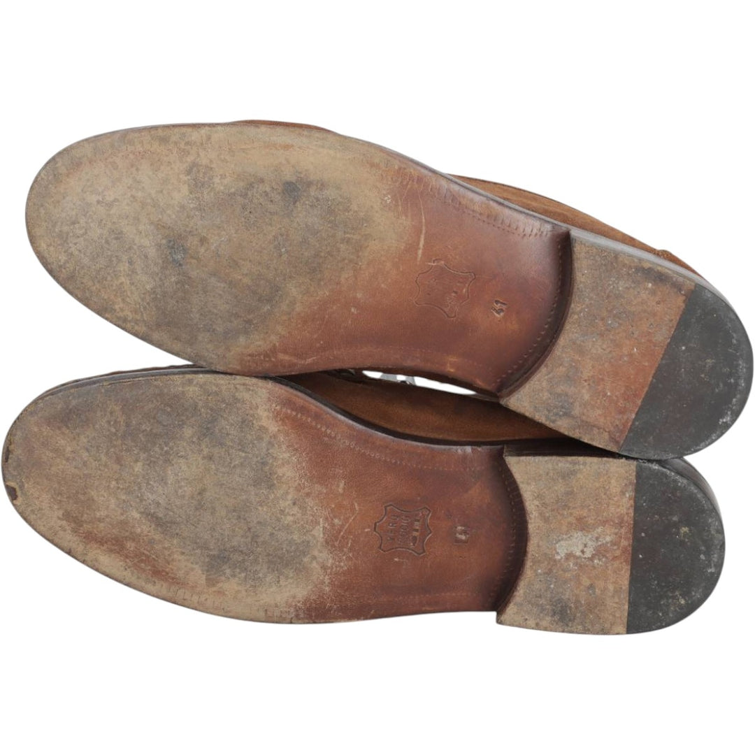 Russell and Bromley suede coin loafers, made in Italy, size 41 Men's 25.5cm Genuine Leather Suede brown type Vintage Second Hand