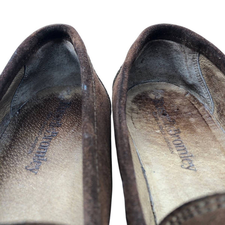 Russell and Bromley suede coin loafers, made in Italy, size 41 Men's 25.5cm Genuine Leather Suede brown type Vintage Second Hand