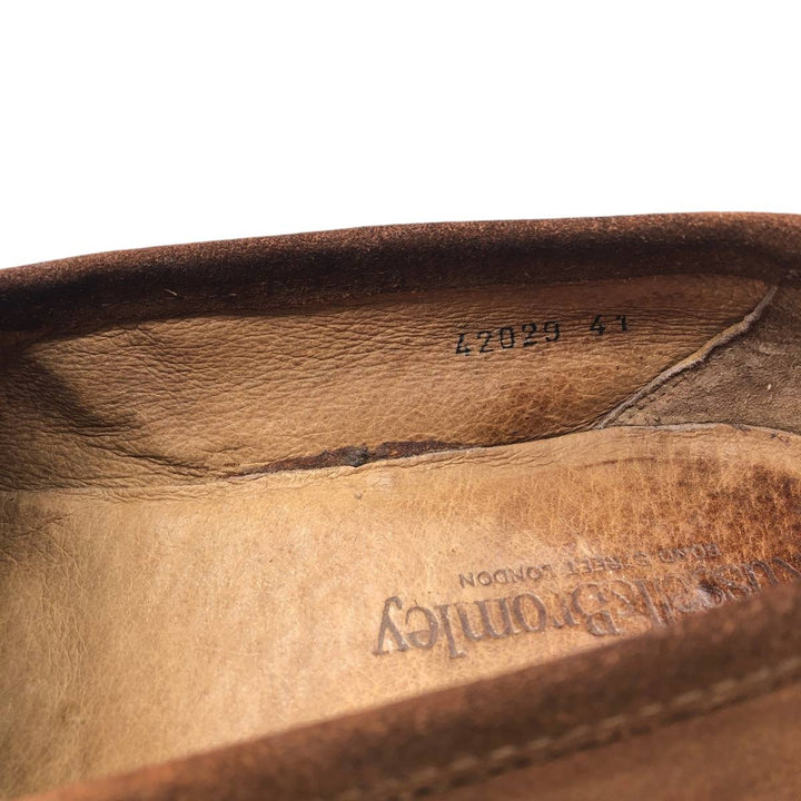 Russell and Bromley suede coin loafers, made in Italy, size 41 Men's 25.5cm Genuine Leather Suede brown type Vintage Second Hand