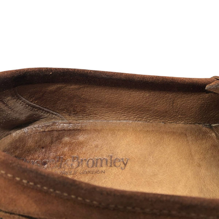 Russell and Bromley suede coin loafers, made in Italy, size 41 Men's 25.5cm Genuine Leather Suede brown type Vintage Second Hand