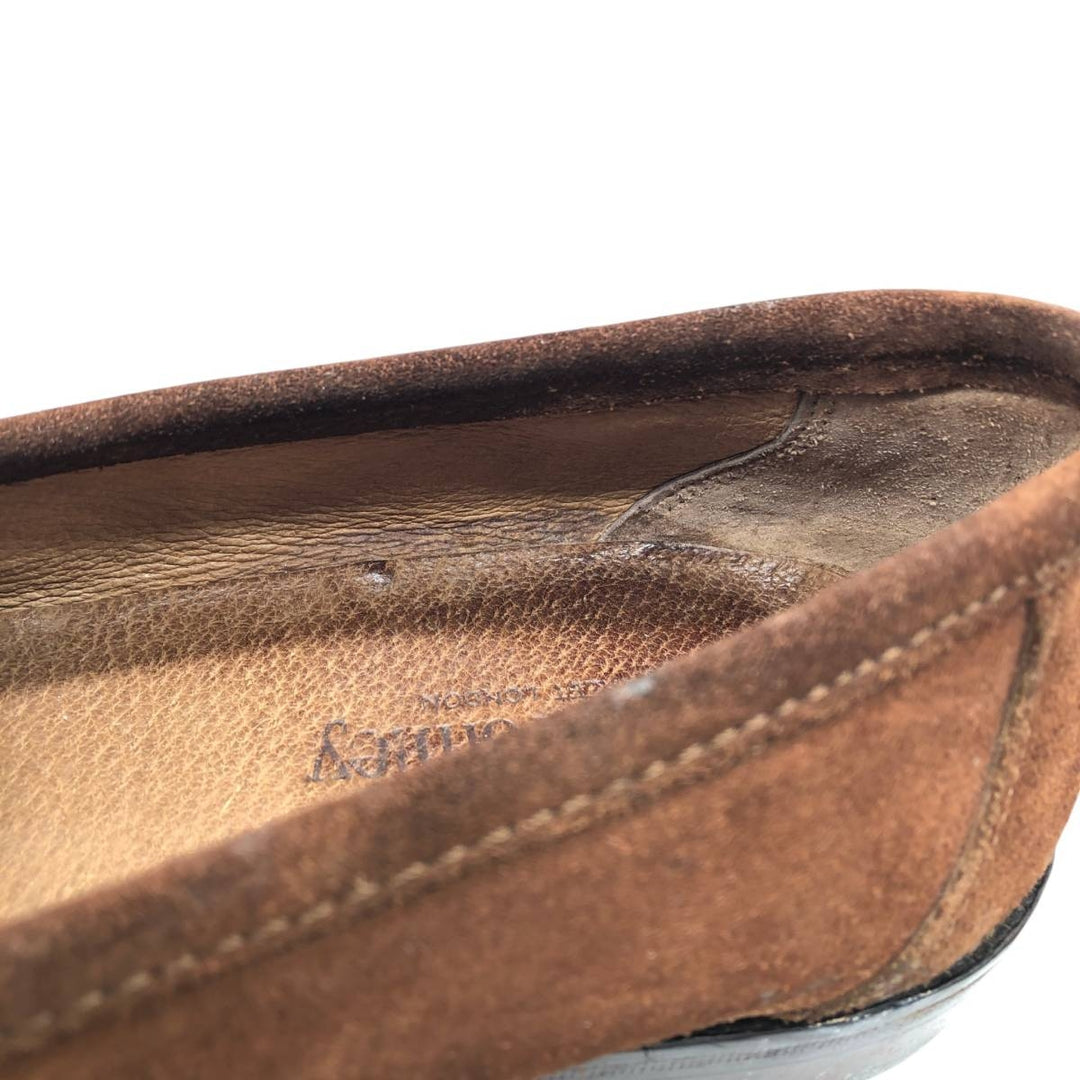 Russell and Bromley suede coin loafers, made in Italy, size 41 Men's 25.5cm Genuine Leather Suede brown type Vintage Second Hand