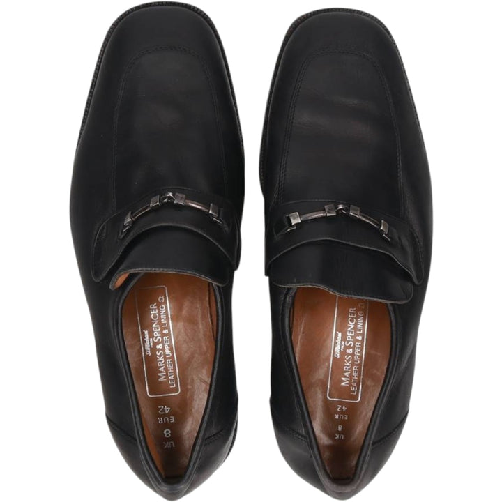Marks & Spencer ST MICHAEL Square Toe Bit Loafers Size 8 Men's 26.5cm genuine leather black type Vintage Second Hand
