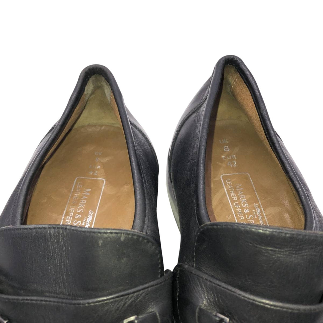 Marks & Spencer ST MICHAEL Square Toe Bit Loafers Size 8 Men's 26.5cm genuine leather black type Vintage Second Hand