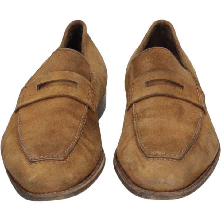 JOSE ALBALADEJO PUJADAS CARMINA Suede Coin Loafers, Made in Spain, Size 8 E Men's 26.5cm unclear brown type Vintage Second Hand