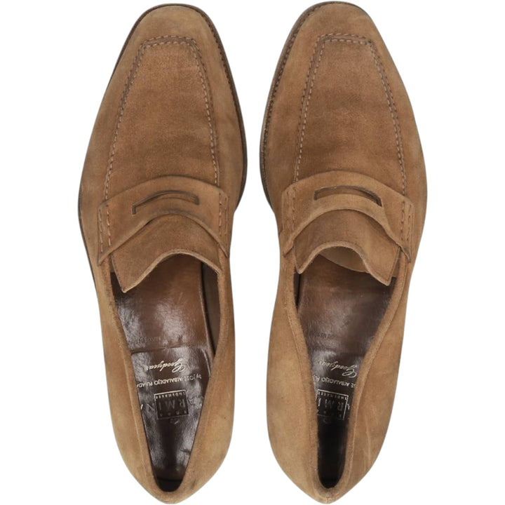 JOSE ALBALADEJO PUJADAS CARMINA Suede Coin Loafers, Made in Spain, Size 8 E Men's 26.5cm unclear brown type Vintage Second Hand