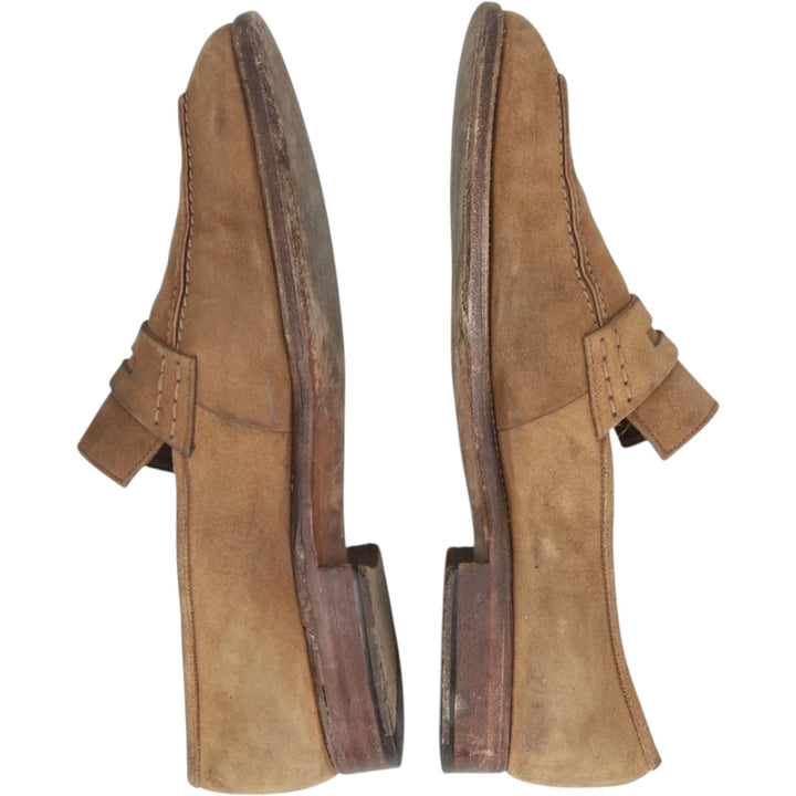 JOSE ALBALADEJO PUJADAS CARMINA Suede Coin Loafers, Made in Spain, Size 8 E Men's 26.5cm unclear brown type Vintage Second Hand