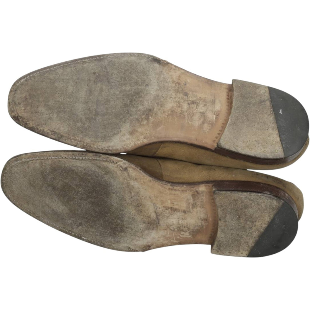 JOSE ALBALADEJO PUJADAS CARMINA Suede Coin Loafers, Made in Spain, Size 8 E Men's 26.5cm unclear brown type Vintage Second Hand