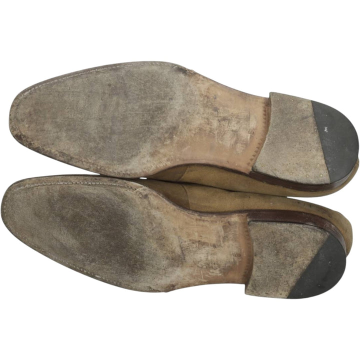 JOSE ALBALADEJO PUJADAS CARMINA Suede Coin Loafers, Made in Spain, Size 8 E Men's 26.5cm unclear brown type Vintage Second Hand