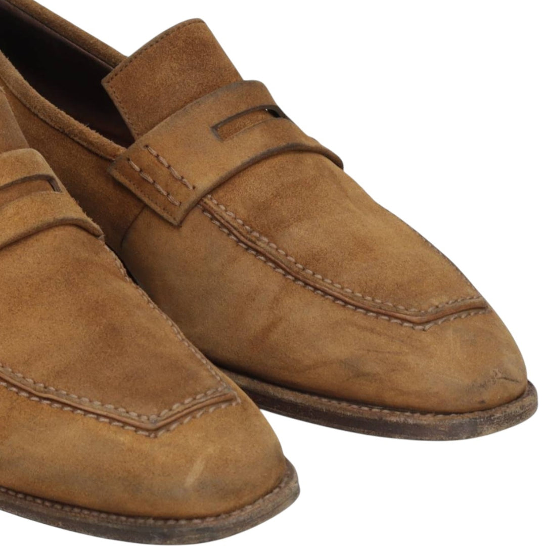 JOSE ALBALADEJO PUJADAS CARMINA Suede Coin Loafers, Made in Spain, Size 8 E Men's 26.5cm unclear brown type Vintage Second Hand