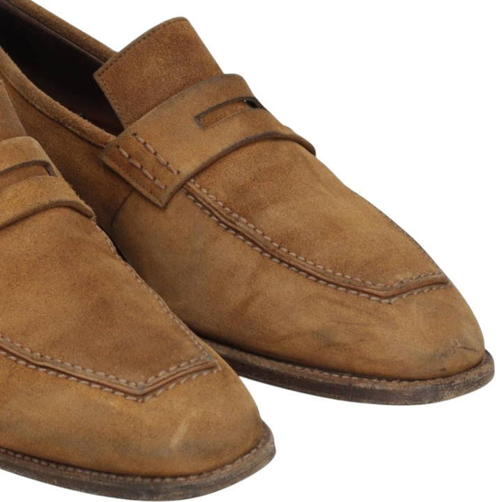 JOSE ALBALADEJO PUJADAS CARMINA Suede Coin Loafers, Made in Spain, Size 8 E Men's 26.5cm unclear brown type Vintage Second Hand