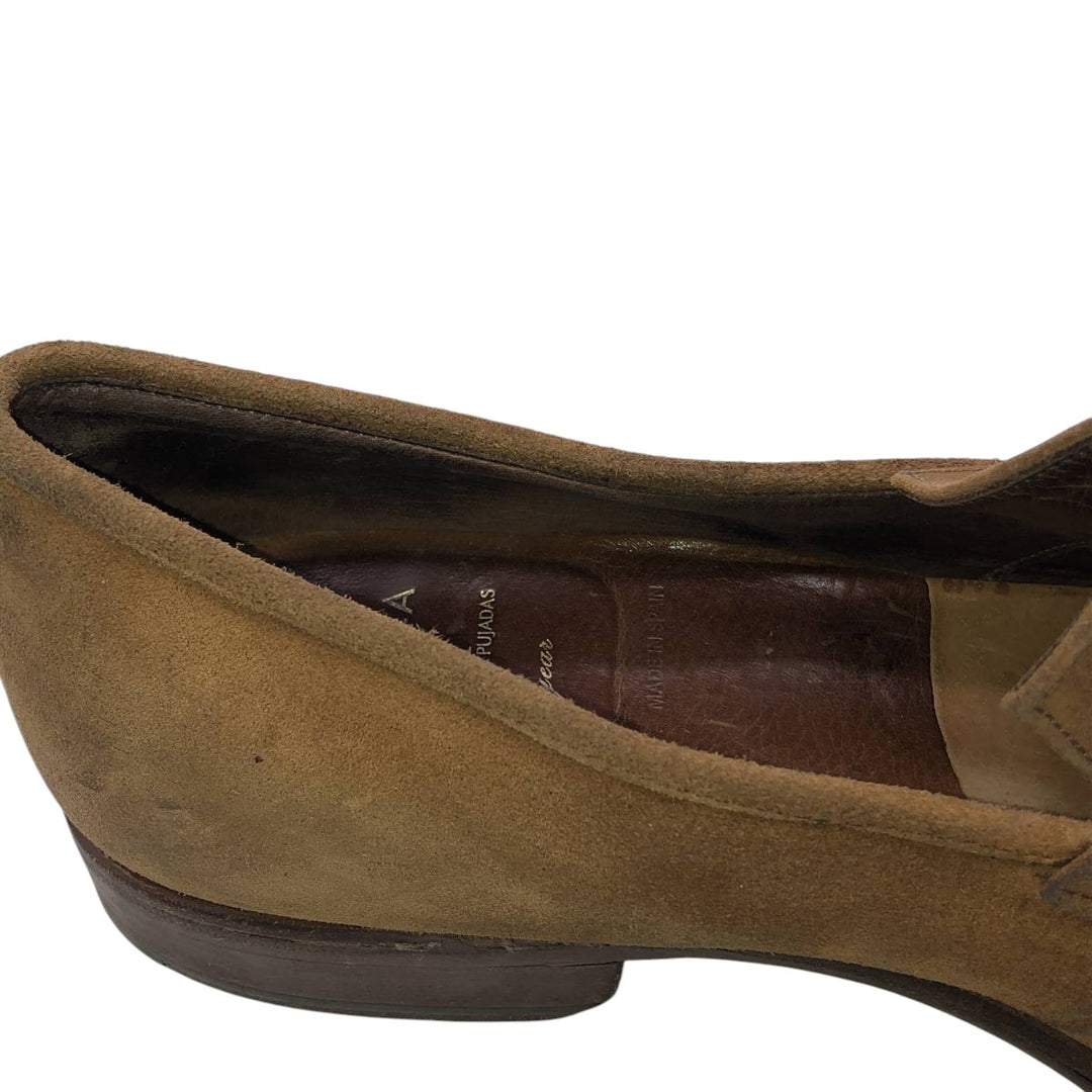 JOSE ALBALADEJO PUJADAS CARMINA Suede Coin Loafers, Made in Spain, Size 8 E Men's 26.5cm unclear brown type Vintage Second Hand