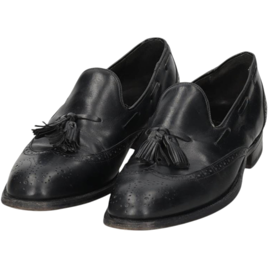Bostonian Full Brogue Wingtip Tassel Loafers, Size 9D Men's 27.0cm unclear black type Vintage Second Hand