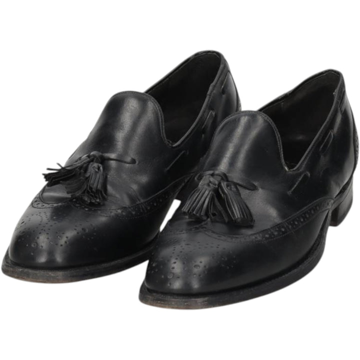 Bostonian Full Brogue Wingtip Tassel Loafers, Size 9D Men's 27.0cm unclear black type Vintage Second Hand