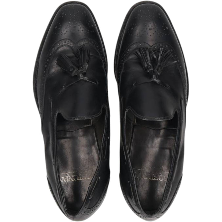 Bostonian Full Brogue Wingtip Tassel Loafers, Size 9D Men's 27.0cm unclear black type Vintage Second Hand