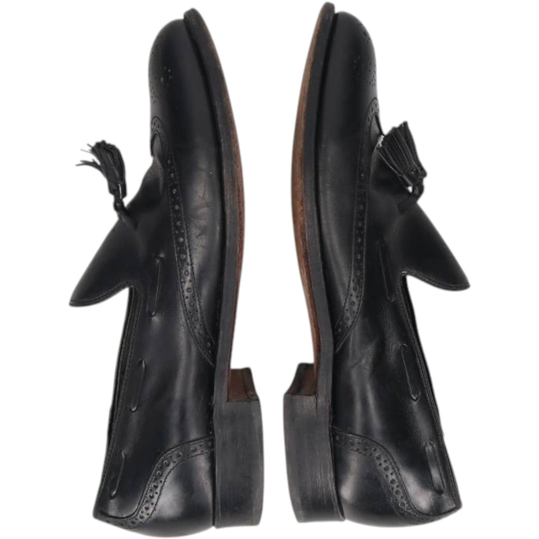 Bostonian Full Brogue Wingtip Tassel Loafers, Size 9D Men's 27.0cm unclear black type Vintage Second Hand