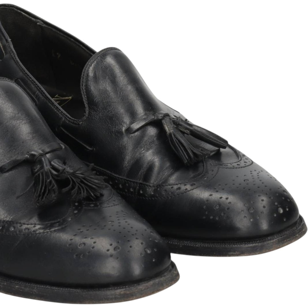 Bostonian Full Brogue Wingtip Tassel Loafers, Size 9D Men's 27.0cm unclear black type Vintage Second Hand