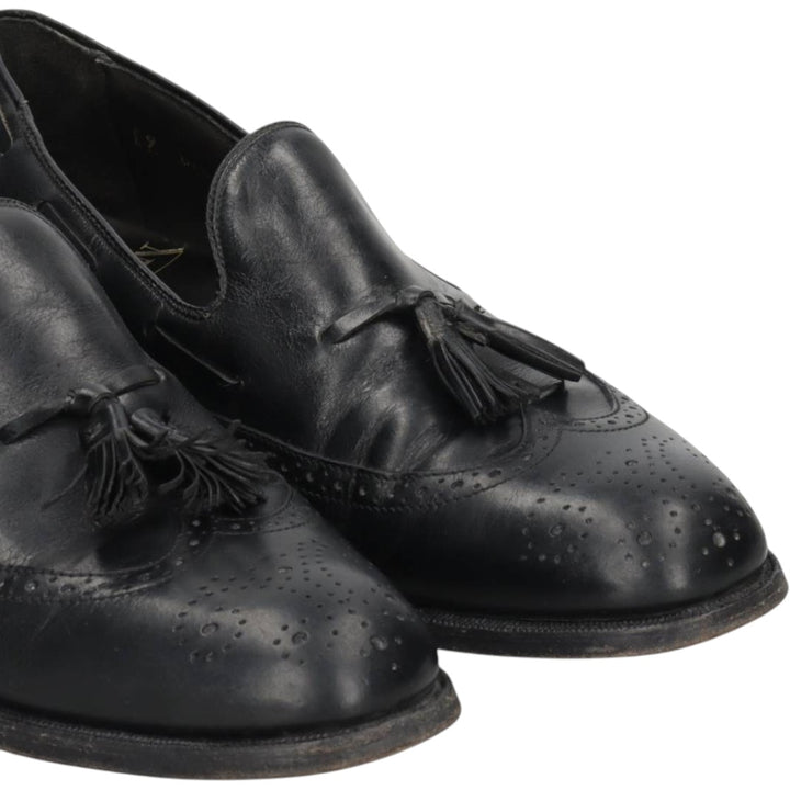 Bostonian Full Brogue Wingtip Tassel Loafers, Size 9D Men's 27.0cm unclear black type Vintage Second Hand